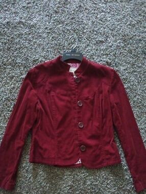 Red Women's Cotton Button-Front Jacket - Vintage Zinc